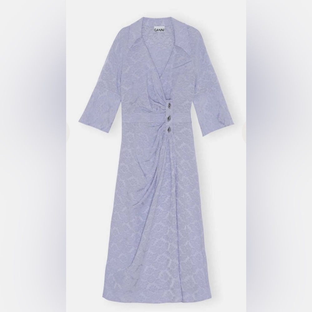 Ganni Purple Floral Midi Dress